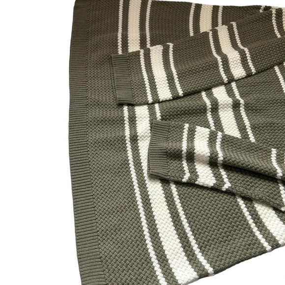 NWT Talbots Women's Green Striped Basket Weave Sweater Size Petite Medium - Picture 4 of 6